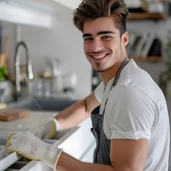 Schoonmaker van Helder Cristal in de keuken